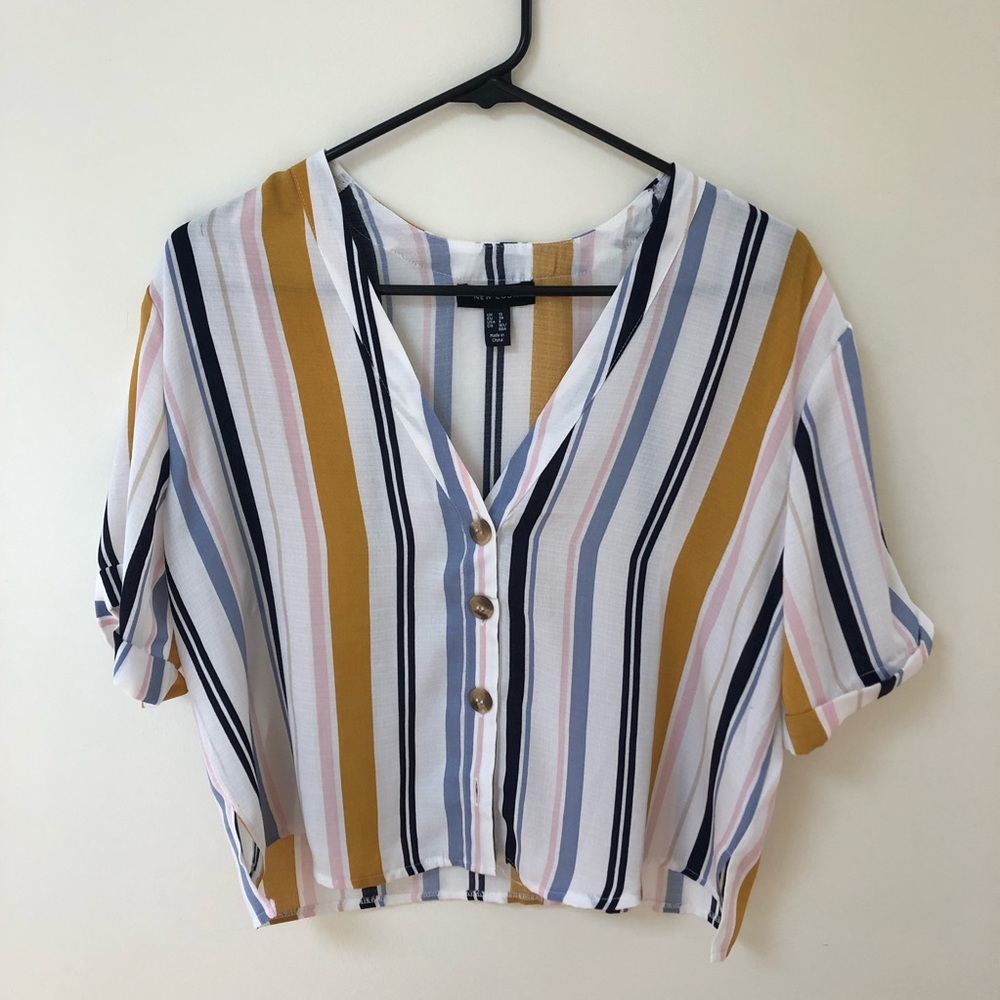 New Look Button Up Striped Tee